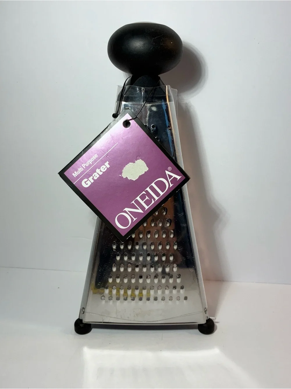 Oneida Stainless Steel Multi Purpose Box Grater 50667 Black Handle NOS